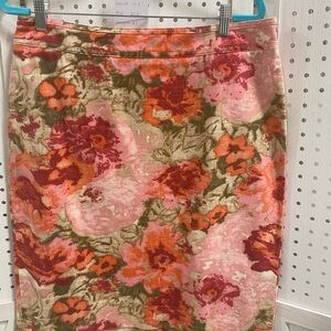 Talbots Floral Pencil Skirt - Pink and Orange